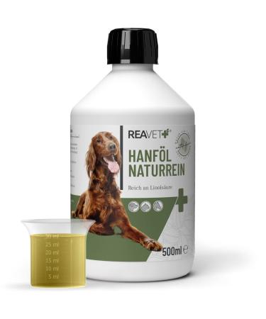 Reavet hemp oil cold -pressed for dogs & cats 500ml - barf oil made of cold pressing in premium quality - natural pure feed oil premium hemp oil natural product without additives hemp oil 500ml