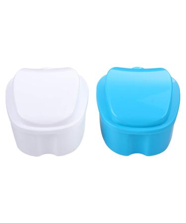 Milist false teeth storage box denture case dentures bath case dentures box holder soak container with sieve basket for travel cleaning dentures storage box
