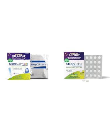 Boiron SleepCalm Kids Liquid Doses and SleepCalm Meltaway Tablets Bundle for Deep Relaxing Restful Nighttime Sleep