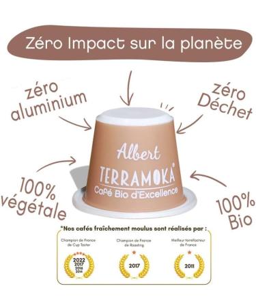 TERRAMOKA 300 Capsules Organic Coffee of excellence 100% Pure Arabica from Peru - Compatible with Nespresso Capsule machines - Fruity nuanced and racy - Zero Waste - Mr Albert - Roasted in France - Buy Online on GoSupps.com
