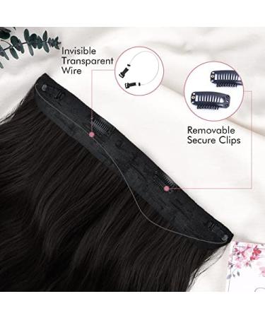REECHO Invisible Wire Hair Extensions 20 Inch - Grey/Brown/Silver/White Mixed (Pack of 1) | Curly Wavy Secret Hairpiece with Adjustable Transparent Headband and Secure Clips for Women - Buy Online on GoSupps.com