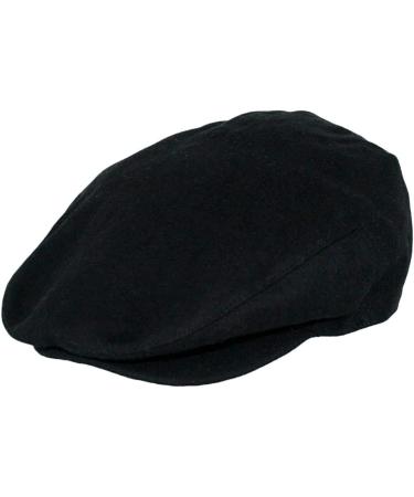 Men's Premium Wool Blend Classic Flat Ivy Newsboy Collection Hat Black Large