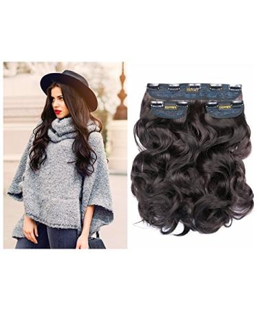 Bombshell Hair Extensions 250g 24" Curly 3 Pieces Full Head Clip On Hair Piece Wig (M04 DARK BROWN)