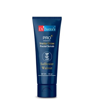 Dr Batra's PRO+ Insta Glow Facial Scrub. Unclogs Skin Pores. Brightens Skin Tone Provides Even Complexion | With Echinacea Safflower Walnut 100 G.