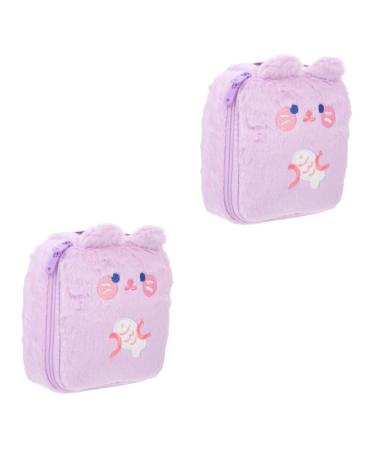 Healifty 2pcs Plush Storage Bag Storage Boxes Decorative Purse Holder Tote Purse Organizer Insert Travel Period Bag Pouch Napkin Pouches Girls Menstrual Pad Bag Menstrual Pad Pouch