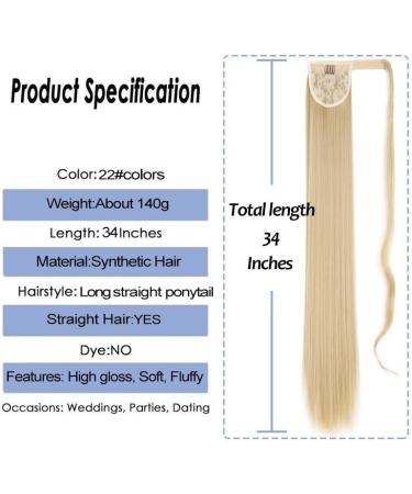 Ponytail Extension Long Straight Ponytail Extension 22/34 inch Natural Heat-Resistant Ponytails Wrap Around Clip in Synthetic Pony Tail Hairpieces for Women Girls Ponytail Hairpiece for Women (Color 22inches 16 - Buy Online on GoSupps.com