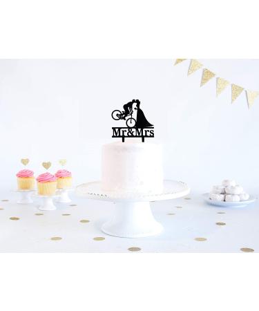 Bicycle Kissing Bride and Groom Wedding Cake Topper Black Acrylic Mr & Mrs Wedding Cake Topper Funny Wedding Cake Topper Bridal Shower Cake Topper - Buy Online on GoSupps.com
