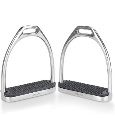 Equinate Stirrups Luna 10cm Stainless Steel | Anti-Slip Rubber Tread | Durable for Adults & Children | Set of 2 - Buy Internationally - Buy Online on GoSupps.com