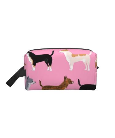 Cosmetic Bag Chihuahua Dogs Cute Pink Dogs Cosmetic Travel Bag Large Toiletry Bag Portable Makeup Bag Organizer Po