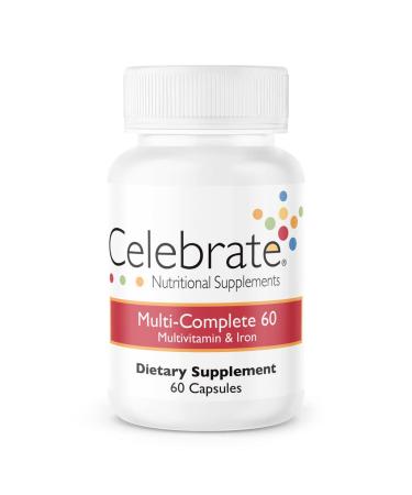 Celebrate Vitamins Multi-Complete 60 Bariatric Multivitamin with Iron Capsules 60 mg of Iron for Post-Bariatric Surgery Patients 60 Count
