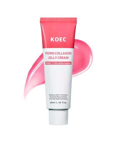 KOEC PDRN Collagen Jelly Cream with 7 Collagen Complex PDRN Pink Peptide Skincare for Deep Hydrating & Skin Elasticity & Firming Face Moisturizer Glass Skin Glow 1.69 Fl Oz