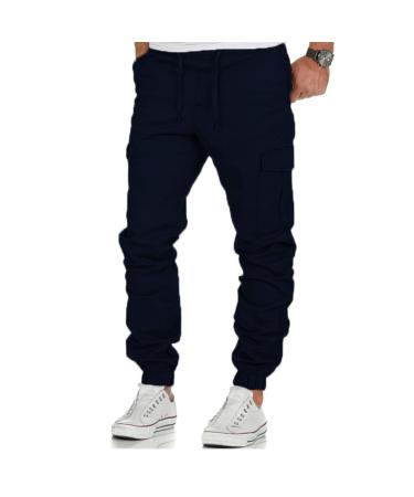 Ronony men cargoose slim fit convenient outdoor stretch cargo pants black long jogging pants hiking pants leisure pants work pants trekking pants 3xl A01#marine blue