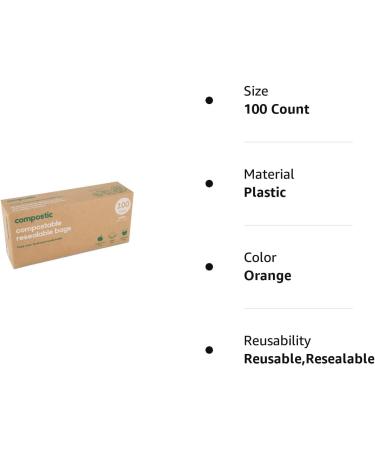 Compostic Home Compostable Gallon Bags - Eco Friendly, Reusable, Non-Toxic - 100 Count (1 Pack) - Buy Online on GoSupps.com