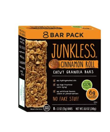 Junkless Non-GMO Delicious Chewy Cinnamon Roll Granola Bars 1.1 oz 8 Count