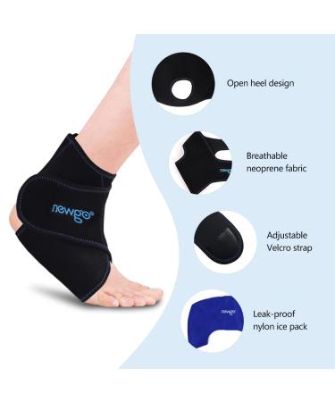 NEWGO Reusable Gel Ankle Ice Pack Wrap for Pain Relief - Hot Cold Therapy for Ankle Injuries, Swelling, Sprains, Achilles Tendonitis, Plantar Fasciitis - 1 Pack (Black) - Buy Online on GoSupps.com