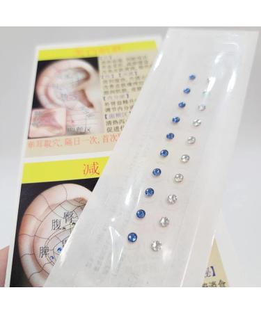 Blue and White Crystal Gem Stone Magnetic 24k Gold Bead Clear Tape Auricular Sticker Ear Seeds Ear Acupuncture - Buy Online on GoSupps.com
