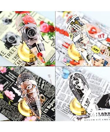 CHANGAR 10 Sheets Nail Foil Sticker Newspaper Magazine Style Foil Transfer Nail Decals Nail Foil Adhesive Stickers Starry Sky Manicure Transfer Tips Nail Art DIY Decoration - Buy Online on GoSupps.com