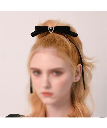 WONDER ME Black Velvet Love Pearl Spring Clip French Retro Court Hairpin | 250*170*35mm Black - Buy Online on GoSupps.com