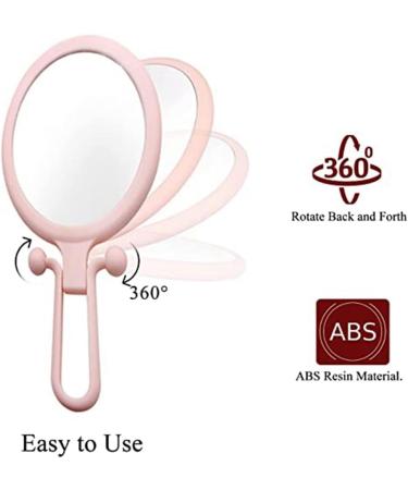 Bzwyonst 10X Handheld Magnifier Double Sided Folding Makeup Mirror Portable Handheld Mirror with Adjustable Handle(Pink) - Buy Online on GoSupps.com