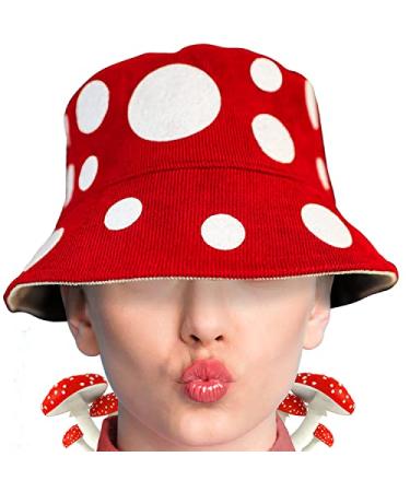 Shrumiez Mushroom Hat - Reversible Mushroom Bucket Hat For Women & Men - Cosplay, Rave outfit, mushroom decor, mushroom gifts, mushroom stuff