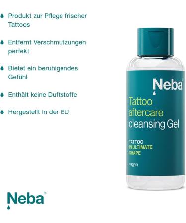 NEBA Tattoo Care Set - Cream and Gel Cleansing for Fresh Tattoos 100ml - Designed for Fresh Tattoos - Vegan - Gentle Tattoo Cleansing and Hydrating - 50ml - Buy Online on GoSupps.com