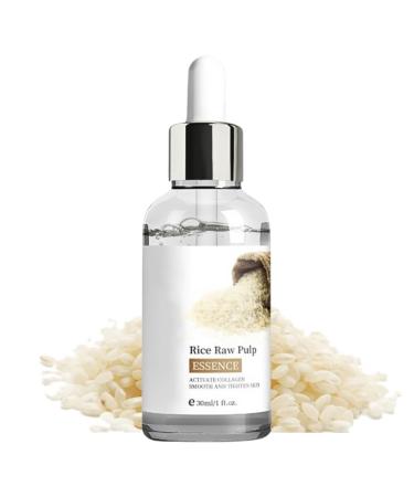 Rice Serum Face Rice Raw Pulp Essence Rice Raw Pulp Serum with Hyaluronic Acid Rice Face Serum for Women Hydrating Serum Improve Skin Glossiness Nourishing Brightening & Smoothing Fine Lines