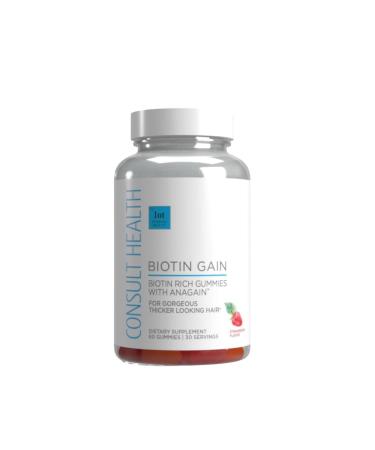 Consult Health BIOTIN GAIN Gummies with ANAGAIN - Reduce Hair Loss - Clinically Tested - 10 000 mcg Biotin Vitamin B7 to Support Healthy Hair Growth Skin and Nails for Women and Men - 60 Count