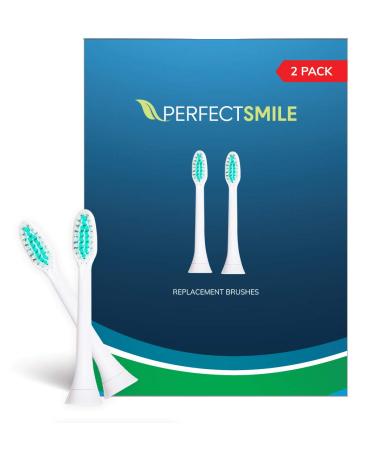 Perfect Smile Electric Toothbrush Replacement Brush Heads  1 Pack (2 Brush Heads)