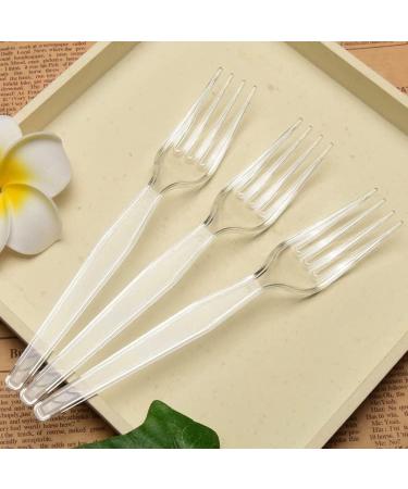 Clear Plastic Forks Heavyweight (100 Pack) Plasticware Disposable Forks Bulk Clear Plastic Forks Plastic Utensils for Party Supplies - Buy Online on GoSupps.com