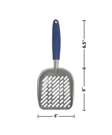 Large Metal Cat Litter Box Scoop Stainless Aluminum Alloys 13.8"*5.5"*1.8" (SkyBlue Handle)