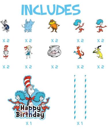 21 Toppers for Seuss Cake Topper Happy Birthday Doctor Cake Toppers Cake Decorations for Bday Theme Party - Buy Online on GoSupps.com