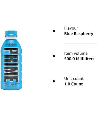 Comfortos Prime Hydration Energy Drinks by Logan Paul & KSI - 500ml (16.9 Fluid oz.) - Naturally Flavored with Zero Sugar Boost Energy and Caffeine Free (BLUE RASPBERRY) - Buy Online on GoSupps.com