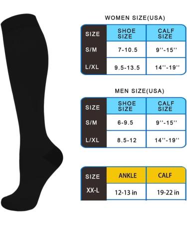 4 Pairs Copper Compression Socks for Men&Women(15-20mmHg) Compression Stocking for Swelling Running Hiking Travel Nursing A1-4 Pack Black Large-X-Large - Buy Online on GoSupps.com