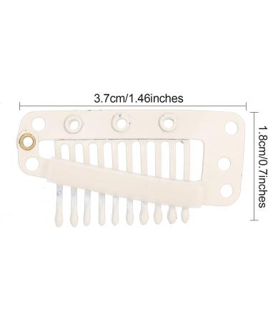 Hair Extension Clip 10 tooth Design Wig Clip Durable and Safe Functional for Wigs Hair Weaving for Most People(creamy-white) - Buy Online on GoSupps.com