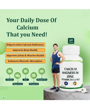 Calcium Supplement 1 000 mg with Vitamin D Magnesium Zinc & Vitamin B 12 for Men & Women/for Immunity & Joint Support - 60 Tablets - Buy Online on GoSupps.com
