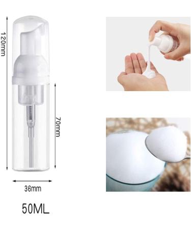 Travel Size Foam Pump Bottles 50ml - 2 Pack Clear Plastic Mini Soap Dispenser for Shampoo - Refillable & Portable - Buy Online on GoSupps.com