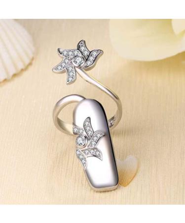 Rhinestone Finger Claws Set - 4Pcs Adjustable Nail Rings for Nail Art Decoration - Purple Girls Jewelry - Buy Online on GoSupps.com