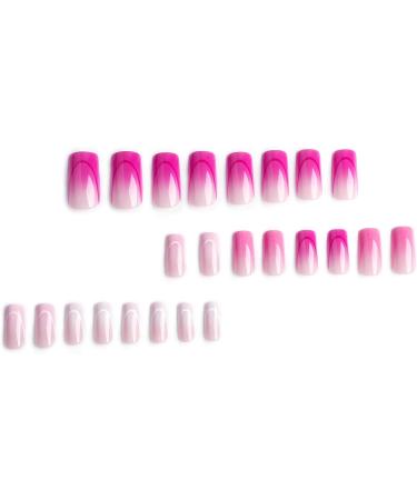 FEIlei 24Pcs Long Press on Nails Coffin French Fake Nails Tip Gradient Acrylic Nails Glossy False Nails for Women Girls - Buy Online on GoSupps.com