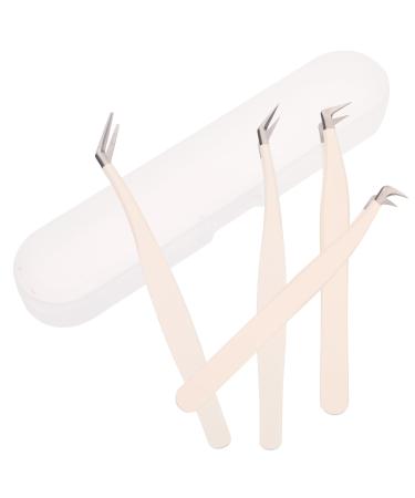 1 Set False Eyelash Tweezers Set Makeup Eyelash Tweezer Fiber Tip Tweezers for Lash Extensions Lash Applicator Tool Women Supply Stainless Steel Eyelash Tweezer Metal Lash Tweezer