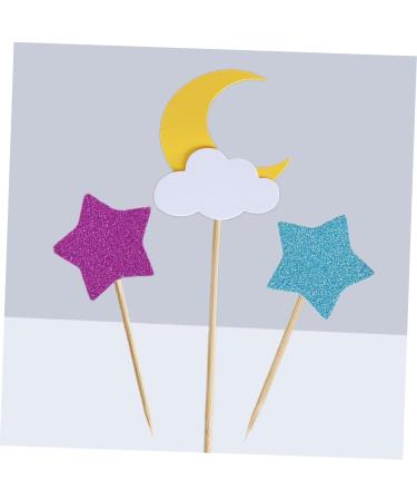 Garneck 24pcs Cake Decorations Moon Decor Cake Toppers Creative Toppers Cake Decoration Toppers Wooden Decoration Toppers Portable Insert Card - Buy Online on GoSupps.com