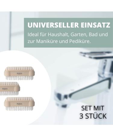 Pack of 3 PARSA Beauty Nature Love Double-Sided Nail Brushes - Hand Washing Brush Set in Beige - Buy Online on GoSupps.com
