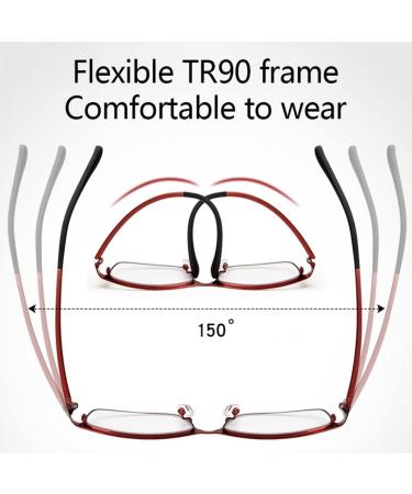 Zjdydy Blue Light-Blocking Reading Glasses for Women - Red +2.5 UV Protection Glare-Free Computer Glasses - Buy Online on GoSupps.com