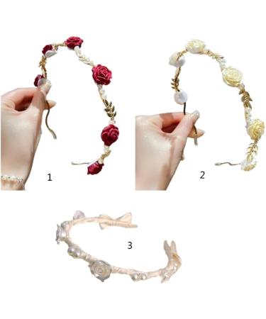 JSGHGDF Temperament Flocking Rose Shape with White Decors Unique Hair Hoop Bride Woman Wedding Party Headwear White Rose - Buy Online on GoSupps.com