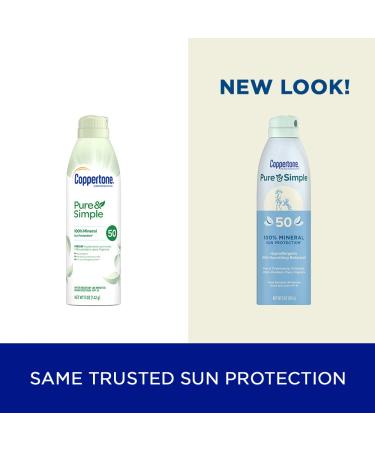 Coppertone Pure and Simple Zinc Oxide Mineral Sunscreen Spray SPF 50 - 5 Oz Water Resistant Broad Spectrum SPF 50 Sunscreen for Sensitive Skin - Buy Online on GoSupps.com