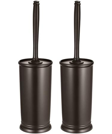 Toilet Bowl Brush Holder Set: 2 Pack Modern Deep Cleaning Bathroom Toilet Scrubber with Caddy for rv - Rim Decorative Accessories Cleaner Brushes for Toilet - Bronze A-bronze