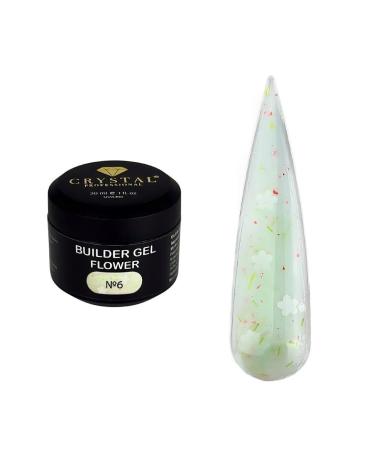 Crystal Professional Gel Builder - 30 ml - Gel nails with floral particles and medium consistency - Nail builder for creative extensions with a unique effect - Gel nail builder - Green with