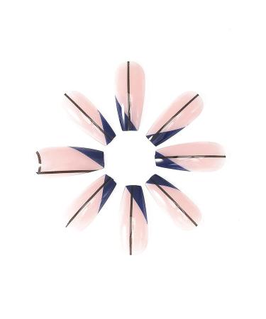 Brishow Coffin Artificial Nails - Long Geometric Press-On Ballerina Acrylic Nails | 24-Piece Set for Women & Girls - Buy Online on GoSupps.com