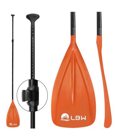 LBW Paddle Board Paddle, Adjustable 3-Pieces SUP Paddle, Aluminium Alloy Floating Replacement Paddle for Paddle Board, Stand Up Paddle with Storage Bag, Telescopic Portable Paddle Oars LBW - 1 Pcs - Orange
