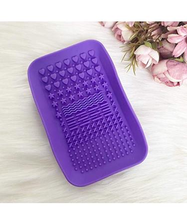 Silicone Makeup Brushes Cleaning Mat | Portable Purple Cosmetic Scrubber Pad - HUNYLONDON - Buy Online on GoSupps.com