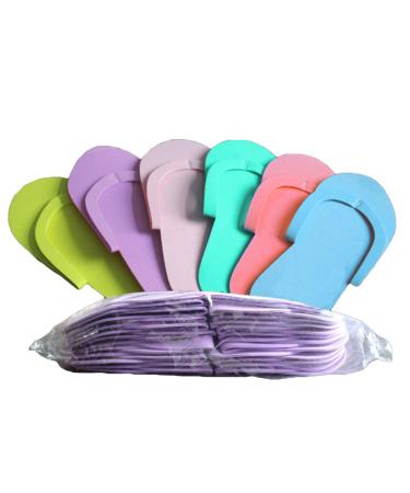 Artibetter Disposable Foam Pedicure Slippers 36 Pairs Multi Color Flip Flop for Salon Nail Spa Guest Flip Flops Portable for Travel Supplies (Random Color)
